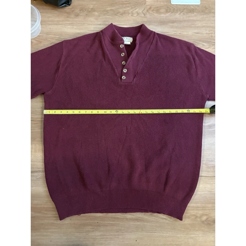 Vintage‎ LL Bean Henley Sweater Mens 2XL Tall Heavyweight Cotton Made In USA